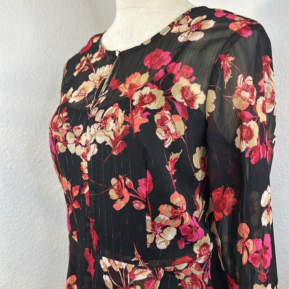 Tommy Hilfiger Paper Poppy Printed Chiffon A-Line Dress Size 2 & 4 NWT - Picture 10 of 13